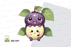 Cute cartoon plum character clipart png Product Image 1