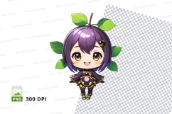 Chibi character with apple hair clipart png Product Image 1