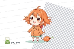 Anime girl with cat clipart png Product Image 1