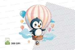 Penguin hot air balloon clipart png Product Image 1