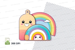 Cute cartoon character with rainbow clipart png Product Image 1