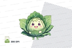 Cabbage character clipart png Product Image 1
