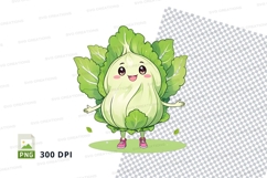 Cabbage character clipart png Product Image 1
