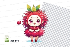 Cute strawberry character clipart png Product Image 1