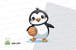 Cartoon penguin with basketball clipart pngpenguin, cartoon, Product Image 1