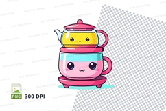 Cute teapot and cup stack clipart png Product Image 1