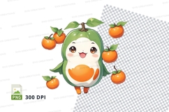 Cartoon penguin holding oranges clipart png Product Image 1
