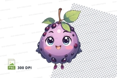 Cartoon plum character clipart png Product Image 1