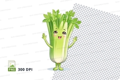 Animated celery character clipart png Product Image 1