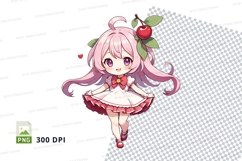 Anime girl with apple clipart png Product Image 1