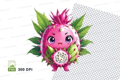 Cartoon dragon fruit character clipart png Product Image 1