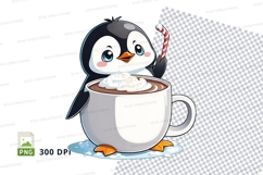 Cute penguin in coffee cup clipart png Product Image 1