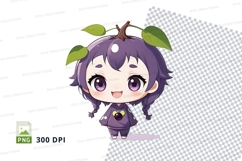 Cute chibi character with purple hair and grape design Product Image 1