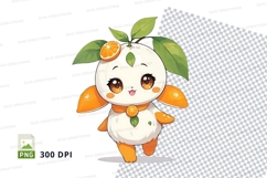Cartoon character with orange fruits clipart png Product Image 1