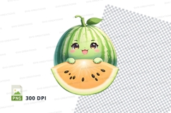 Cute watermelon character clipart png Product Image 1