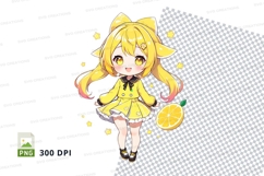 Anime girl with lemon clipart png Product Image 1