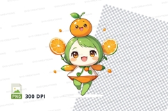 Cartoon character holding oranges clipart png Product Image 1