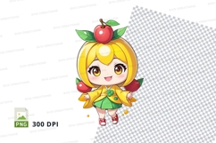 Cartoon character with apple clipart png Product Image 1