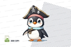 Cartoon penguin pirate clipart png Product Image 1