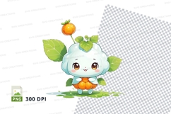 Cute cartoon character holding orange clipart png Product Image 1