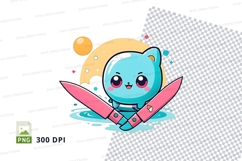 Cartoon bear surfing clipart png Product Image 1