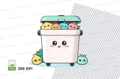 Cartoon trash can with kawaii characters mockup Product Image 1