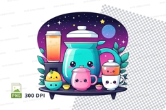 Kawaii tea set mockup Product Image 1