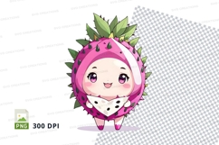 Cute dragon fruit character clipart png Product Image 1
