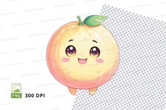 Cute cartoon peach clipart png Product Image 1