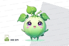 Cute green pumpkin character clipart png Product Image 1