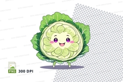 Cauliflower character clipart png Product Image 1