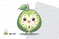 Cute green fruit character clipart png Product Image 1