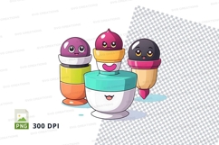 Clipart png - three cartoon ice cream characters Product Image 1