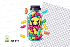 Jar of cartoonish gummy worms clipart png Product Image 1