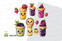Clipart png collection of cute fruit smoothie jars Product Image 1