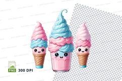 Clipart png - three kawaii ice cream cones Product Image 1