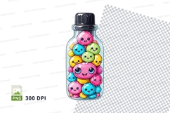 Jar with colorful kawaii characters clipart png Product Image 1