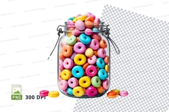 Jar of colorful donuts clipart png Product Image 1