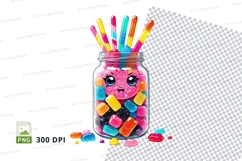 Cute cartoon character in a jar with colorful candies clipar Product Image 1
