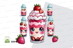 Strawberry dessert character tote bag mockup Product Image 1