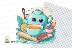Tea kettle and cup clipart png Product Image 1