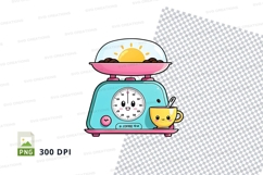 Balancing scale with coffee cup and sun clipart png Product Image 1