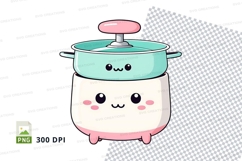 Cute marshmallow in a teal pot clipart png Product Image 1