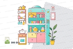 Illustrated kitchen cabinet clipart png Product Image 1