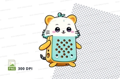 Cartoon cat holding blue speaker clipart png Product Image 1