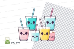 Clipart png - set of cute drink glasses Product Image 1