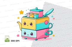 Kawaii teapot clipart png Product Image 1