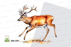 Majestic deer clipart running in snowy forest winter scene Product Image 1