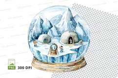 Igloo Village in Snow Globe Winter Clipart Scene Product Image 1