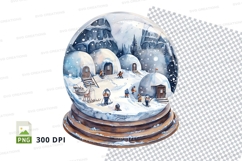 Snow globe winter village clipart transparent PNG 300 DPI Product Image 1